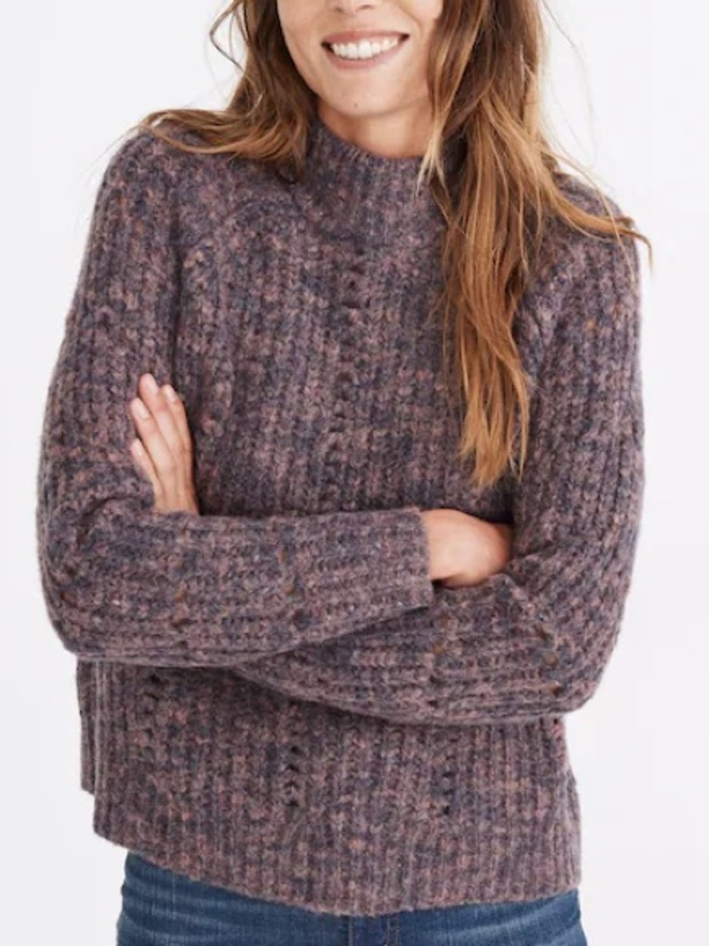 Madewell Pointelle Mockneck Pullover Sweater | size XS